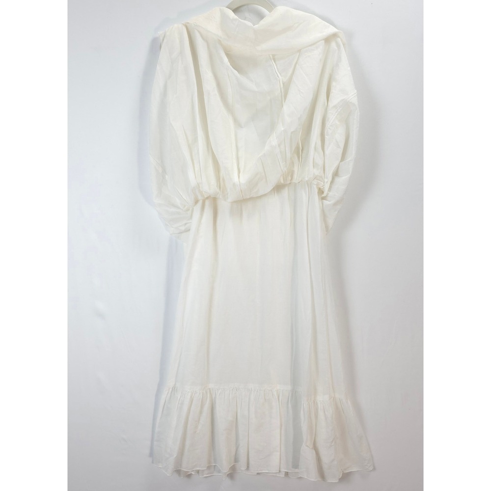 CP Shades Off White Dress Women S Cotton Silk Tie Waist Quiet Luxury Feminine - Picture 11 of 14